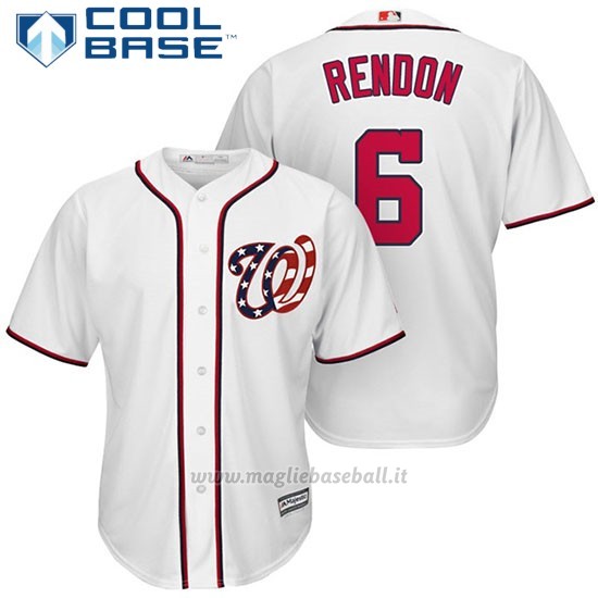 Maglia Baseball Uomo Washington Nationals 6 Anthony Rendon Bianco2017 Cool Base
